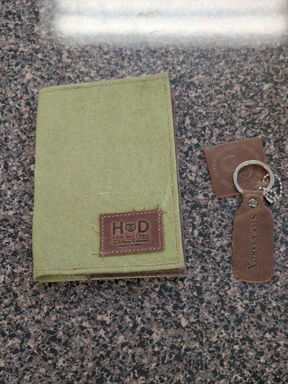 Hide and Drink Olive Canvas Wallet with Leather Logo Patch